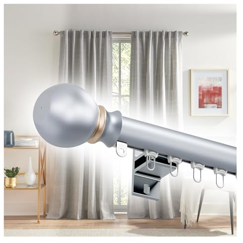 Heavy Du Aluminium träningsstång med rund kapsel – väggmonterad draperistång för, 500 cm (4 x 125 cm) – inkluderar skruvar, grå h