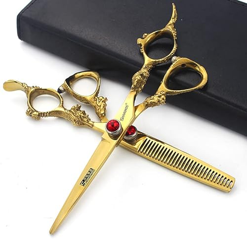 Japanische professionelle Einfuhren 440c friseurschere stahl Haar Schere 6/7 Zoll schere -Friseur gewidmet Haar Scher (6-Zoll 2Stück)