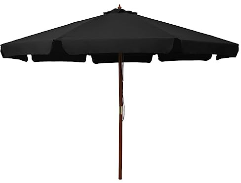 vidaXL Trädgårdsparasoll med trästång 330 cm svart