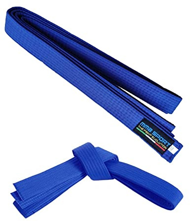 mmasport Cinturón Karate Belt Judo Aikido Taekwondo Artes Marciales de Algodón (300 cm, Azul)