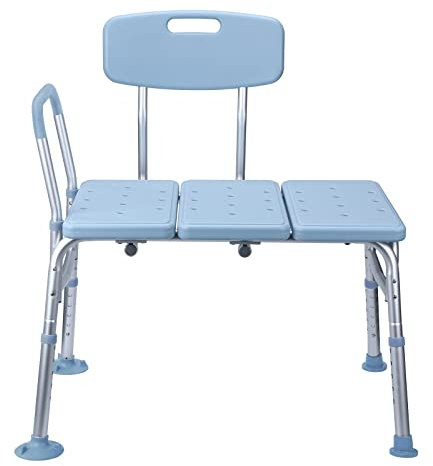 VA-Cerulean Taburete de ducha, silla de ducha con asa de bañera, respaldo para ancianos, altura ajustable de 85 a 96 cm, elevador de asiento de inodoro, patas antideslizantes, tipo 10