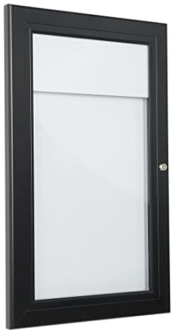 Danieli Store - Tablón de Anuncios Exterior Negro para Menús - Tablón con Cerradura y Par de Llaves - Fácil Montaje en Pared - Superficie de Acero Magnético y Escribible (A4)