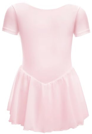 BALAYSIER Ballettkleidung Mädchen Ballettkleid Kurzarm Balletttrikot Baumwolle Tanzkleid Tanzbody Mit Chiffon Rock Tütü(Rosa, 140)