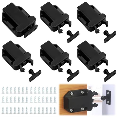 6 Stück Schnäpper mit Schrauben, Touch Release Catch, Touch Entriegelung, Push-to-Open Türriegel, Türriegel mit Touch, Push Release Catch, Federschnäpper Push Lock für Schränke, Türen, Schubladen