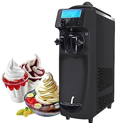 QXIWAOE Macchina per Gelato, Testa Singola, Macchina per Gelato Soft con Display LCD e Timer, Macchina per Gelato Commerciale, Macchina per Gelato da Tavolo per Snack Estivi e caffetteria