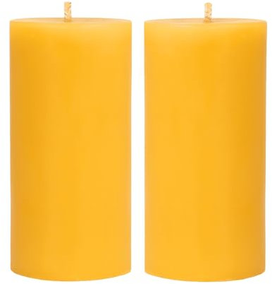 Danilovo Bougie Pilier en Cire d'Abeille Naturelle, Bougies Piliers 100% Pures, sans Danger, Luxueuses, pour une Maison Agréable, Parfum de Cire d'Abeille Naturel (2 pièces, 5x10 cm, 35 heures)