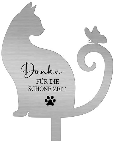 Namalu Piquet de Pierre Tombale pour Animaux de Compagnie Plaque Commémorative en Métal avec Gravure Plaque Funéraire Imperméable Cadeau pour Propriétaires d'animal de Compagnie Chat Chien(Chat)