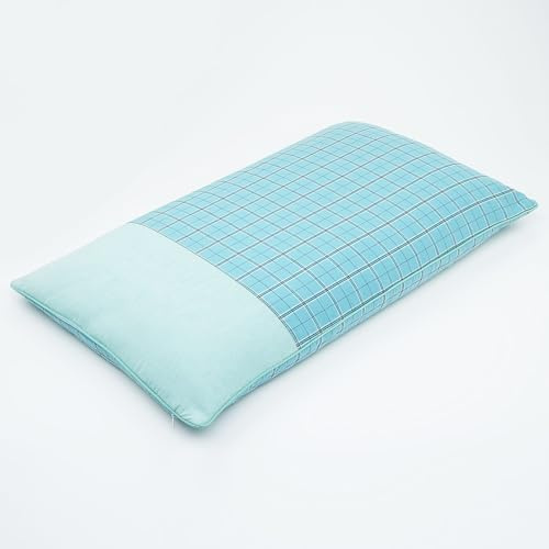 EDMILE Buckwheat Hull Neck Pillow, Rectangle Pillow for Neck Pain Relief Ergonomic Support, with Washable Cover, Adjustable Filling for Side/Back Sleepers, 23x13 Inch, Blue