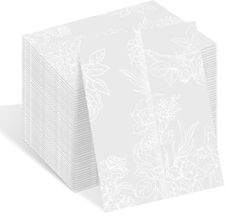 Uniclife 100 Pack Wedding Vellum Jackets for 13 x 18 cm Invitations, 115 GSM Translucent Vellum Paper Invitation Sleeves Pre-Folded Floral Wedding Invitation Wraps Accessories (White Rose)