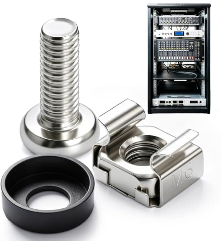 Tuercas enjauladas M6 x 16 mm, 100 unidades M6 tuercas enjauladas, juego de tornillos para armarios de red, tornillos para armarios de servidores de 10 pulgadas y 19 pulgadas