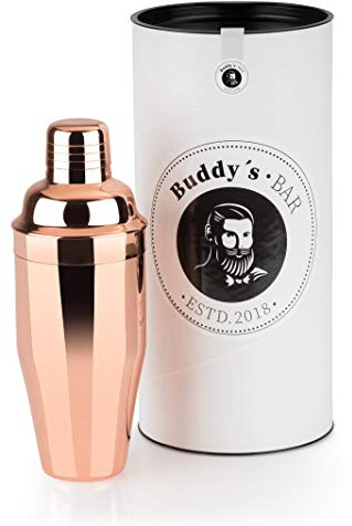 Buddy's Bar - Bar-Shaker Classic, shaker da 700 ml di alta qualità, shaker per cocktail, sicuro per alimenti, lavabile in lavastoviglie, confezione regalo inclusa, acciaio inox lucido