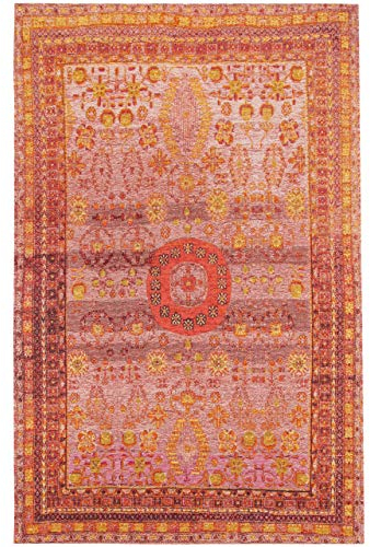 benuta pop Flachgewebeteppich Stay - Kunstfaser - Rechteckig & im Style: Bordüre, Vintage, Ethno-Style, Orient Style - Pflegeleicht für Wohnzimmer Schlafzimmer | Rot | 75x165 cm