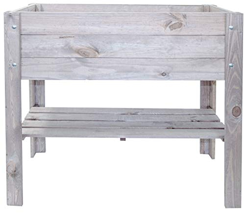 mgc24 Hochbeet - Kiefernholz anthrazit/grau rechteckig, stehender Pflanzkasten für Garten Terrasse Balkon - 80 x 37,6 x 78 cm mit Ablageboden