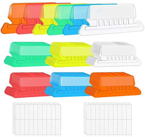File Folder Tabs, 60+120 Sets Multicolor Hanging Folder Tabs With Inserts, 2 Inch Clear Plastic for Quick Identification