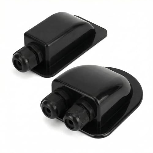 QWORK® Takpass IP68 vattentät sol kabelgenomföringsbox 2/1 väderbeständig, husvagn och båt kabelgenomföring i ABS, svart