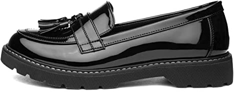 Lilley Angel Womens Black Patent Tassel Loafer - Size 7 UK - Black