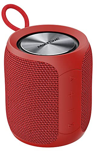 MIATONE 16W Loud Bluetooth Speaker with Thumping Bass, Mini IP67 Waterproof Shower Speaker with 360°Surround Sound, Bluetooth 5.0, Dual Wireless Pairing, Portable Outdoor Speaker for Party (Red)