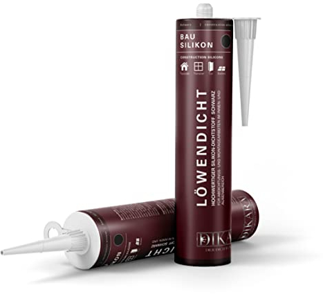 Dikara Löwendicht Bausilikon 310 ml Schwarz | Wasserfest/UV-beständig für Innen- & Aussenbereich Fenster