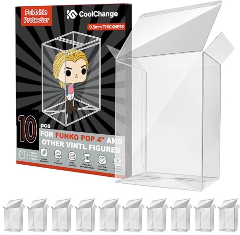 CoolChange Funda protectora de 0.5 mm compatible con Funko POP! | Funda protectora para embalaje Pop de 4 pulgadas | Protector de figura | Paquete de 10