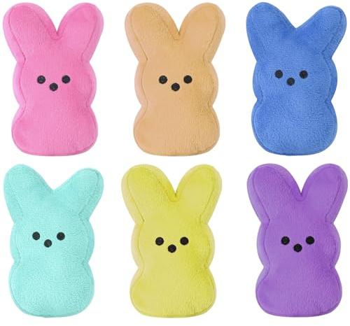 vizethru 6 Pcs Easter Bunny Plush Toys,Easter Basket Stuffers Toys for Kids,Bunny Stuffed Animals, Easter Party Favors Gift Toys for Kids