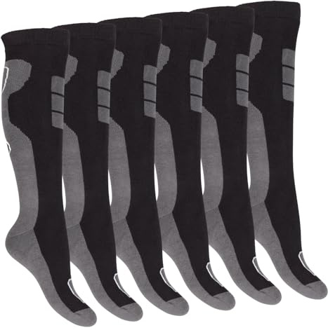 Footstar Damen und Herren Winter Kniestrümpfe (6 Paar) Vollfrottee Socken mit Thermo Effekt - Schwarz 39-42