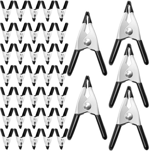 Kinmsito Lot de 36 pinces de serrage en métal - Envergure : 20 mm - Petites pinces à ressort en métal avec caoutchouc - Pour le camping, le travail du bois, le modélisme, noir