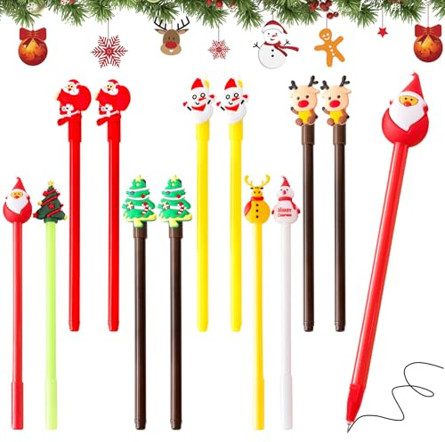 12 Pezzi Penna Natalizia, Penne a Sfera Natale, Varietà Di Design, Penne Di Natale Strumenti Di Scrittura Festivi, Penna Di Natale Da 0,5 Mm, Penne Natale per Riempire Borse Da Festa, Scuola E Ufficio