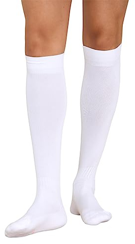 Calzini da calcio per bambini Rugby Hockey Sport Calze al ginocchio Juniors Calze da calcio alte al ginocchio Calzini da esterno Calzini per ragazzi Rugby Hockey Calcio Calzini da corsa, bianco, 7-10