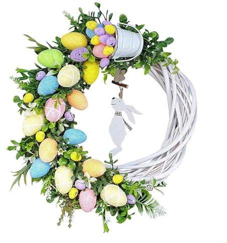 HOHOVYVY Corona per porta Pasqua, incantevole corona di fiori pasquali in acrilico per feste primaverili