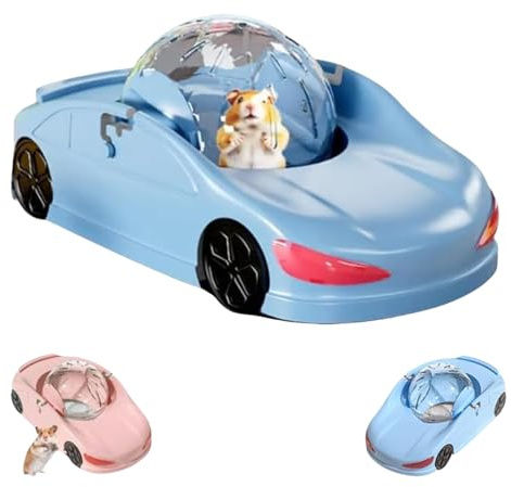Palla da corsa per criceti, divertente palla trasparente per criceti, ruota per esercizi silenziosa per criceti, auto per criceti e criceti di piccola taglia (blu)