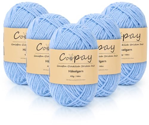 Coopay Lana para ganchillo, 225 g (5 x 45 g), hilo suave para tejer, 5 lanas degradadas para tejer, lana de bebé para ganchillo para principiantes, hilo de ganchillo súper suave para proyectos de