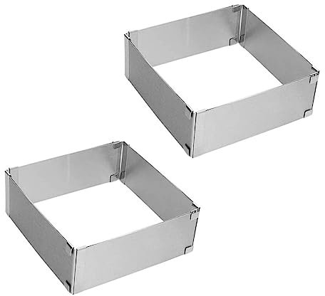 HOLIDYOYO 2 Pezzi stampo da torta muffe mousse Cottura forno piazza muffa retrattile attrezzatura cucina stampo per torta tortiera quadrata stampo per torte Acciaio inossidabile Silver