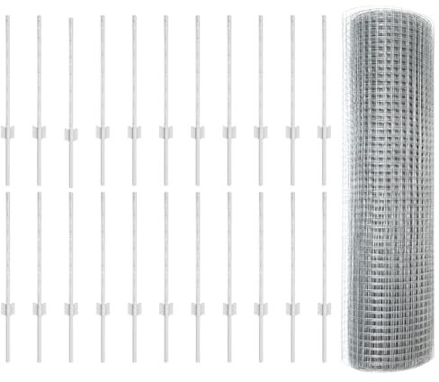 vidaXL Geschweißter Drahtzaun mit 22 U-Pfosten Silber 0.5x50 m Stahl