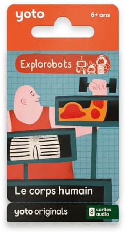 Yoto Pack Les Explorobots - El Cuerpo Humano, 8 libros de audio para niños en francés para escuchar en narradora y caja de historias para niños Yoto Player y Mini, primeros documentales 5-14 años