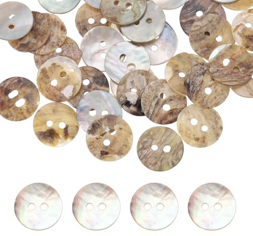 sourcing map 50Pcs Round Natural Shell Buttons,10mm 2 Holes Mother of Pearl Craft Seashell Sewing Buttons for Clothes Shirts Dresses Sewing DIY Craft Making, Smoke Grey