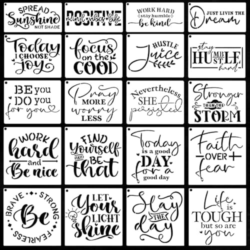 Ausi 20 st återanvändbara schabloner med inspirerande citat Återanvändbar ansiktsmålning, bokstavsmallar för gör-det-själv, väggdekoration, scrapbooking och smink