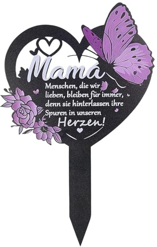 Gravsmycke väderbeständig, 30,5 cm gravplugg hjärta med slogan mamma, rostfritt stål gravdekoration väderbeständig, gravarrangemang, kyrkogård, gravdekoration, minnestavla, trädgårdskontakt för