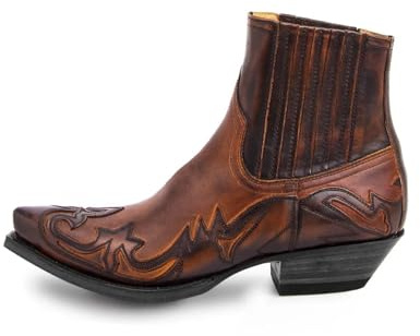 LYXYGMV Western cowboy stövlar för män kvinnor storlek 35-48 broderi design spetsiga skor herr ankelstövlar lämpliga för män