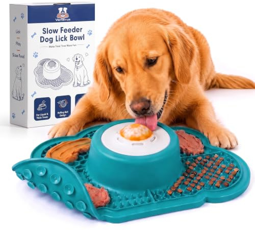 Vertexus Dog Licking Bowl with Ball, 250ml Slow Feeder Dog Bowl & Lick Mat | Food-Grade Silicone, Non-Slip Base, Rolling Ball Encourages Slower Licking, Adds Enrichment, Liquid Treats and Wet Food