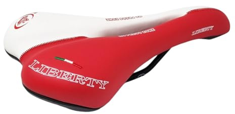 CUCUBA Montegrappa Liberty 1400 Selle avec trou anti-prostate pour vélo de course, trekking, cross et VTT en cuir synthétique Liberty 1400 Blanc Rouge