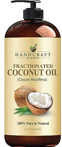 Handcraft Fractionated Coconut Oil - 100 Percent Pure and Natural - Premium Therapeutic Grade Carrier Oil for Aromatherapy, Massage, Moisturizing Skin and Hair - 16 oz