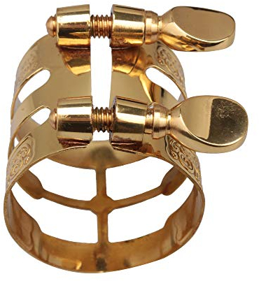 Yibuy Vergoldete Doppelschrauben Altsaxophon Mundstück Blattschraube