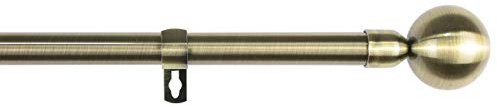 MERCURY TEXTIL-Barra Sencilla Forja Universal Extensible,Barra de Cortinas Decorativa Extensible de Acero (Dorado, 120-210cm Bola Acero)