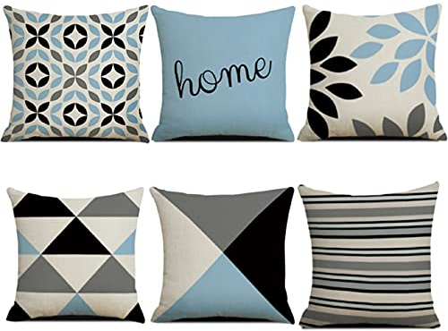 Yootiko 6er Set Kissenbezug Dekorative Kissenhülle Outdoor Kissenbezüge 45x45cm für Wohnzimmer Schlafzimmer Sofa Büro Auto Zuhause