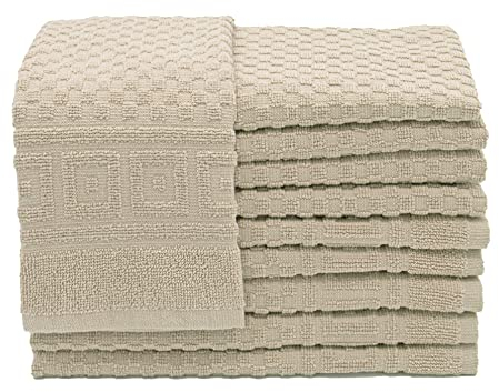 ZOLLNER 10er-Set Gästehandtücher mit Waffelmuster, Größe ca. 30x50 cm, Cappuccino