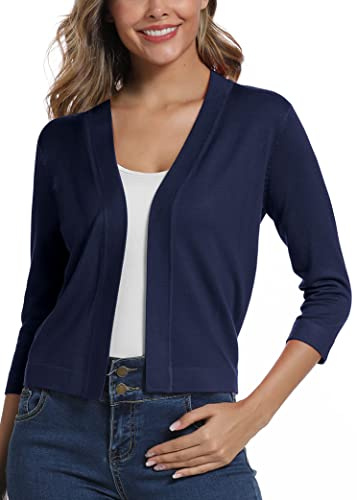 Elegante 3/4 Manga Sólido Cárdigan para Mujer