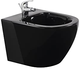 i-flair Wand-Hänge Bidet Franco mit Mischbatterie und Wandbefestigung - Schwarz