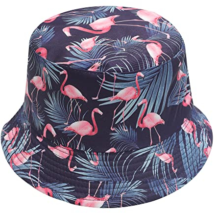 ZLYC Männer Frauen Sommer Fischerhüte Obst Hut, Flamingo Marineblau, One Size