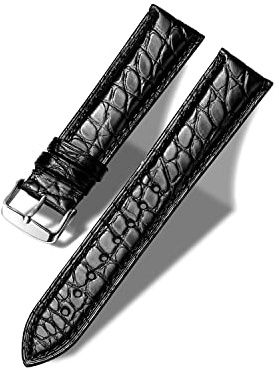 MUENShop Cinturino in Coccodrillo per Orologio Vera Pelle di Alligatore 18mm-24mm Cinturino di Ricambio in Alligatore Nero Marrone Blu per Uomo/Donne