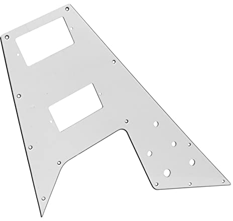 Schutzplatte für E-Gitarre Flying V Pickguard E-Gitarren-Kratzplatte, Weiß, 3-lagig, Für Austausch Von Gitarrenteilen
